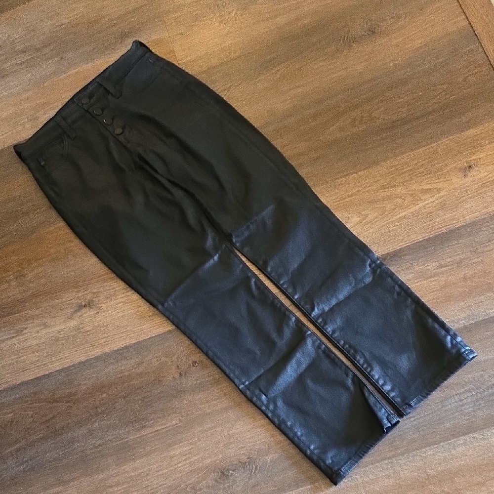 AG Adriano Goldschmied Mari Button Up Coated Faux Leatjer Jeans